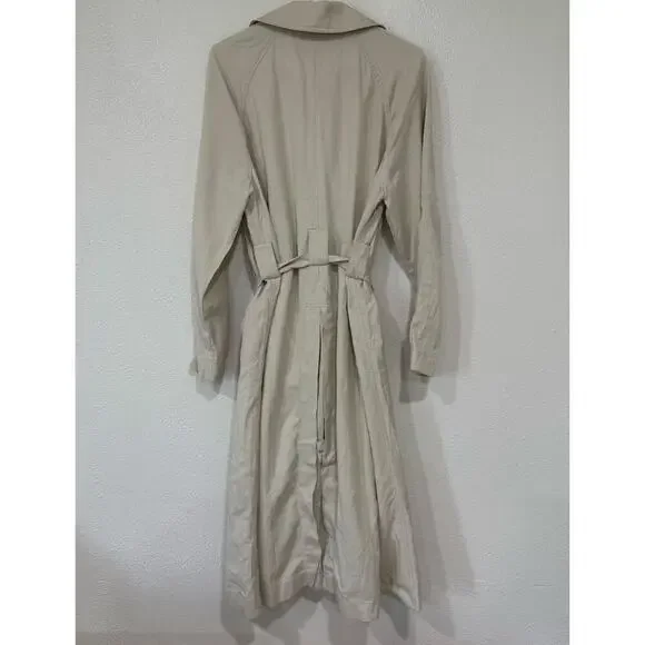 NWT Madewell Belted Trench Coat in Drapey Twill Muted Stone Chic Size Large - Picture 4 of 7